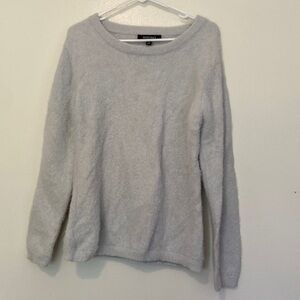 Ellen Tracy nylon blend fuzzy cozy light grey sweater lg